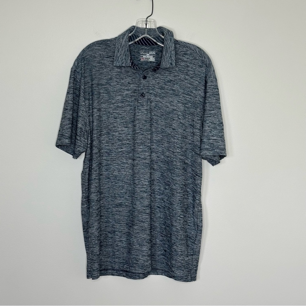 Under Armour Men’s Golg Blue Heathered HeatGear Polo Top Size Medium